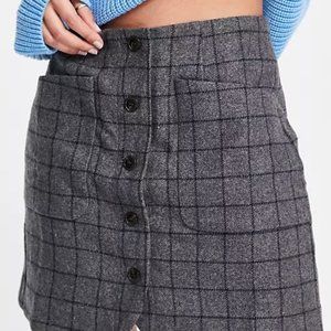 Madewell Wool Button-Front Mini Skirt in Windowpane Sz0